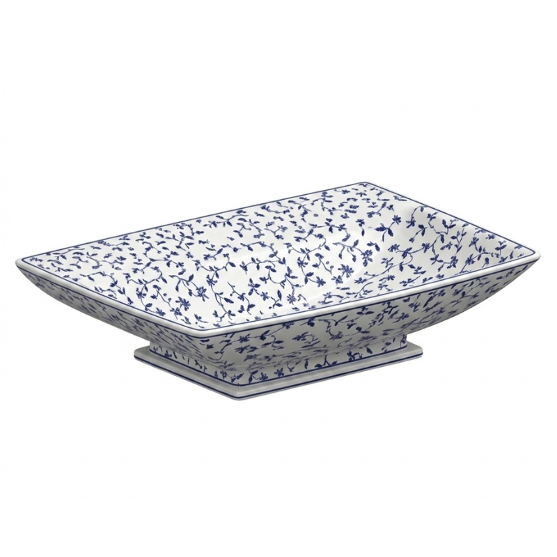 Scarabeo Kylis patterned washbasin Floral Blue 630mm rectangular — decorative basin Pakistan, Sardar & Co