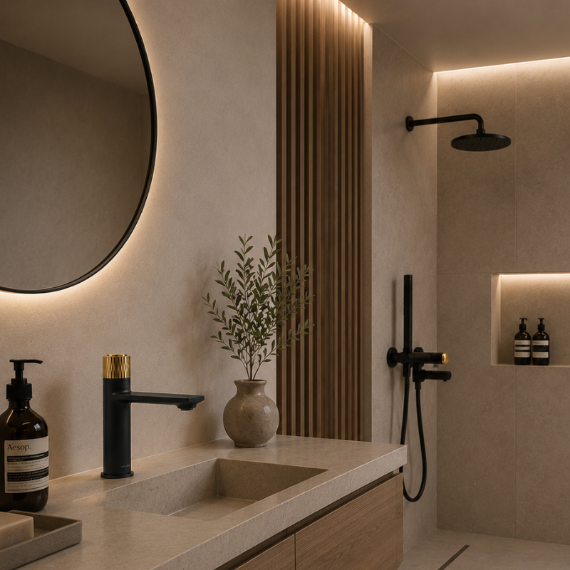 Valvex DECOR standing basin tap installed on washbasin, Sardar & Co Rawalpindi