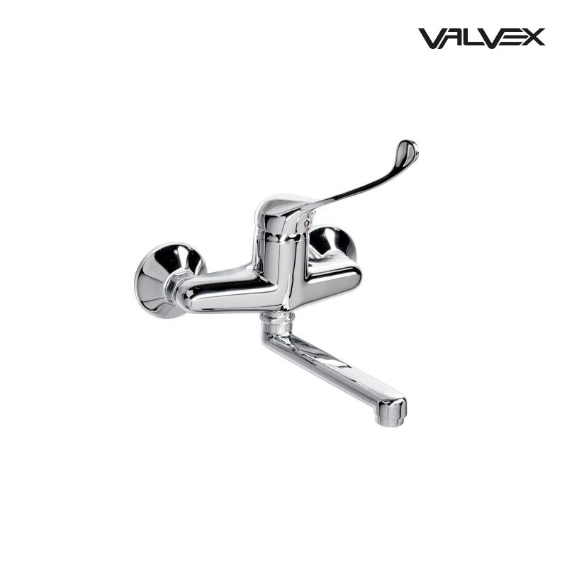 Valvex elbow-operated wall-mounted washbasin tap with short spout, Chrome, Sardar & Co Pakistan