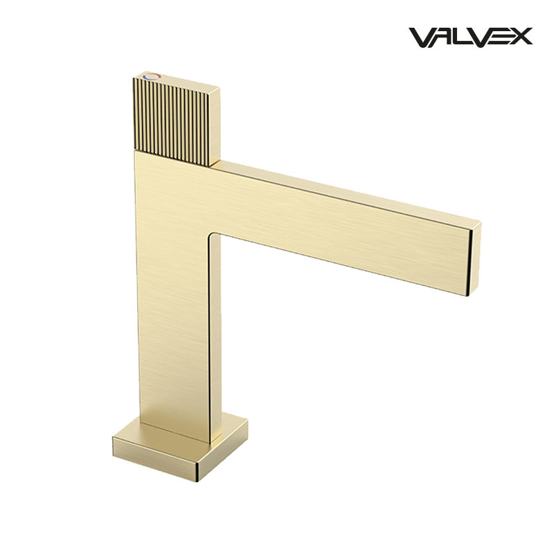 Valvex VARSO one-hole basin mixer in Brushed Gold — single lever washbasin tap, Sardar & Co Pakistan