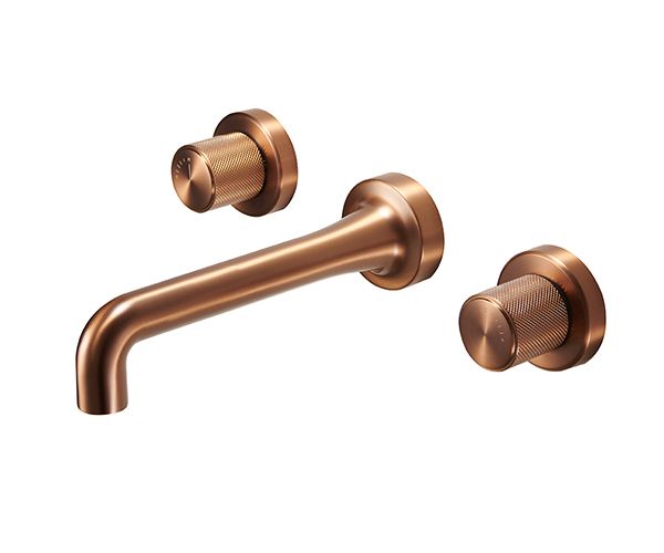 Wall Mounted Washbasin Faucet Pakistan in PVD Rose Gold finish — OMSA FL8200C Sardar & Co Rawalpindi