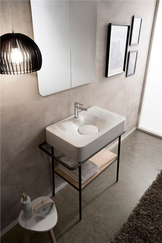 wall mounted basin fuji 70 installed in contemporary bathroom