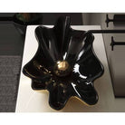 Vitruvit SHELL modern washbasin in black and gold – designer ceramic sink for luxury interiors