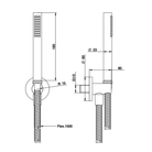 The techinical drawing of hand shower duplex ABS spout dimensions 1500mm of best sanotary fittings in Pakistan