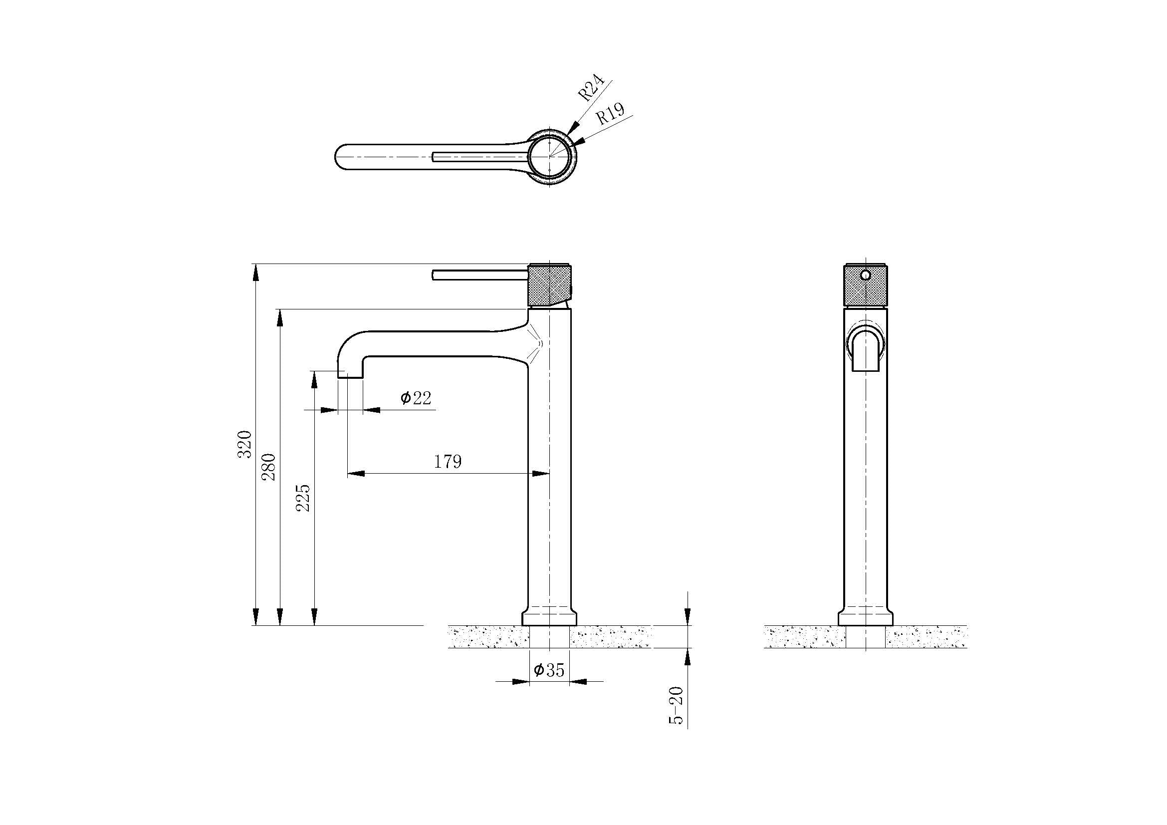 Basin Mixer Tap technical dimensions FL8270A lead-free copper – Sardars Pakistan