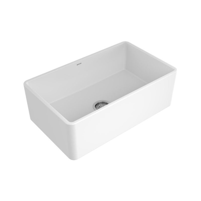 Bocchi Lavello Fireclay kitchen sink Gloss White 255mm — narrow prep bar sink Pakistan, Sardar & Co
