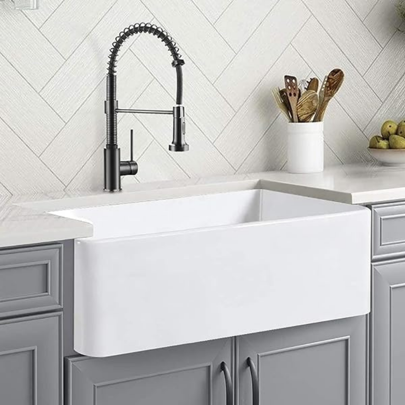 Bocchi Lavello Fireclay kitchen sink installed in premium kitchen Pakistan — 3 finishes, Sardar & Co Rawalpindi