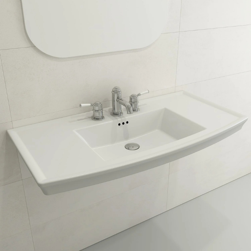 Bocchi Lavita console washbasin installed in premium bathroom Pakistan — 1005mm four finishes, Sardar & Co Rawalpindi