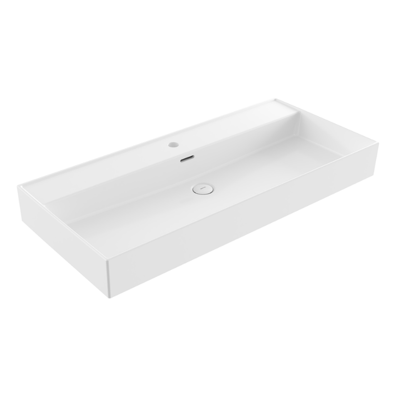 Bocchi Milano 100 washbasin with overflow Gloss White 1005mm — premium basin Pakistan, Sardar & Co
