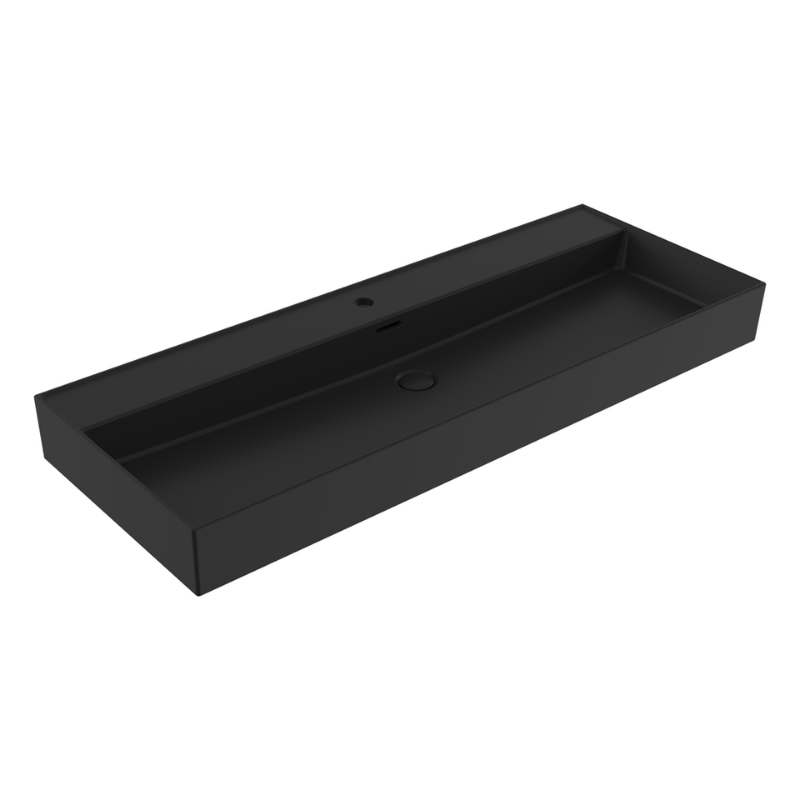 Bocchi Milano 120 wall mount wash basin Matte Black 1205mm — premium dark basin Pakistan, Sardar & Co