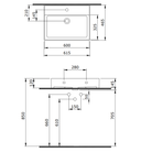 Bocchi Milano 60 wall hung wash basin dimensions 605x465x140mm — slimmest Milano Pakistan, Sardar & Co