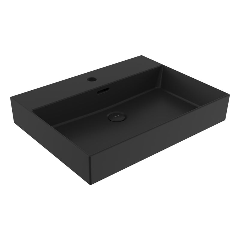 Bocchi Milano 60 wall hung wash basin Matte Black 605mm — slim floating basin Pakistan, Sardar & Co	