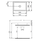Bocchi Sottile Rect rectangular washbasin technical dimensions 548x372x115mm — Sardar & Co Pakistan