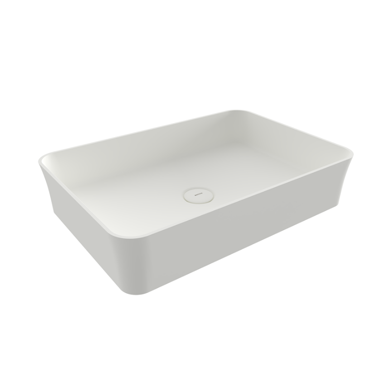 Bocchi Sottile Rect rectangular washbasin Matte White 548mm — slim angular basin Pakistan, Sardar & Co	