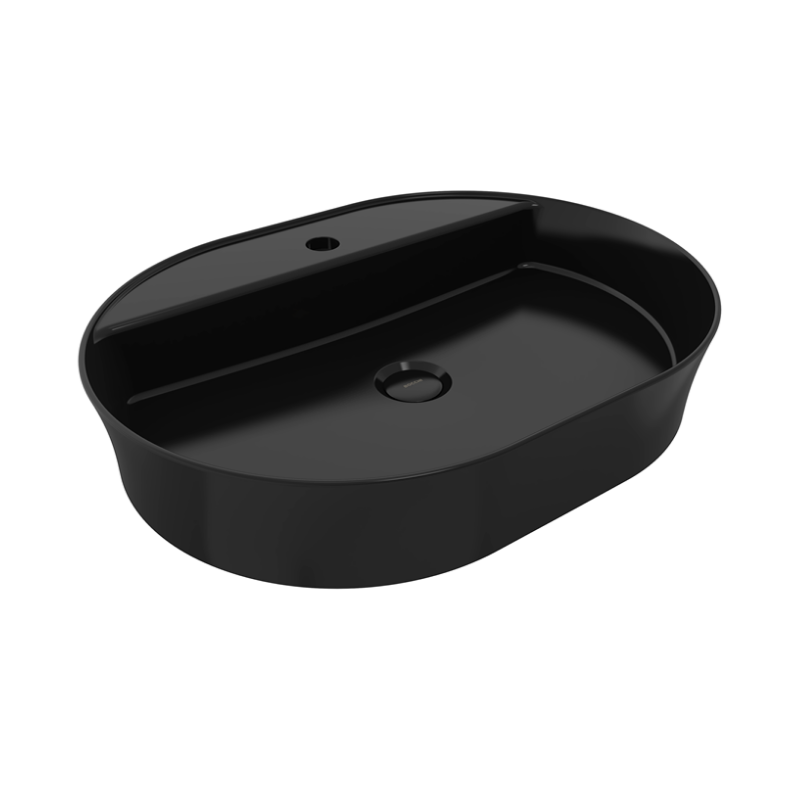 Bocchi Sottile single hole basin Black Glossy 600mm — dark countertop basin Pakistan, Sardar & Co Rawalpindi