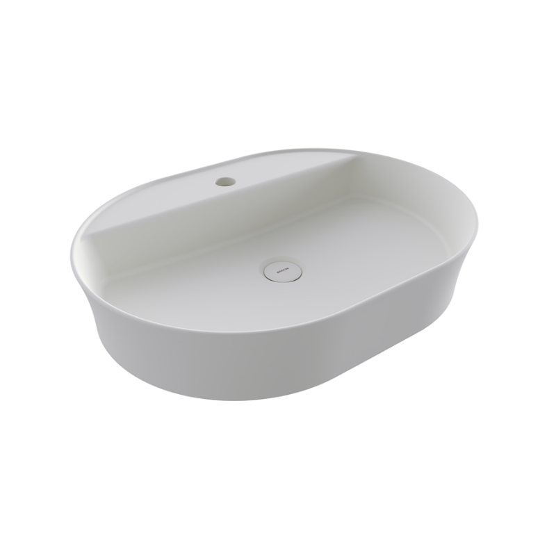 Bocchi Sottile single hole basin Matte White 600mm slim — countertop basin Pakistan, Sardar & Co