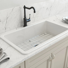 Bocchi Sotto Fireclay kitchen sink installed in premium kitchen Pakistan — 215mm compact, Sardar & Co Rawalpindi