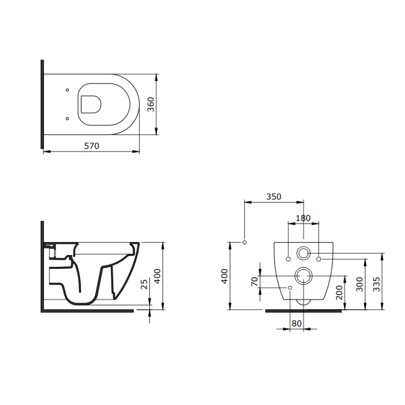 Bocchi Venezia floor toilet dimensions 360x570x400mm — rimless Pakistan, Sardar & Co