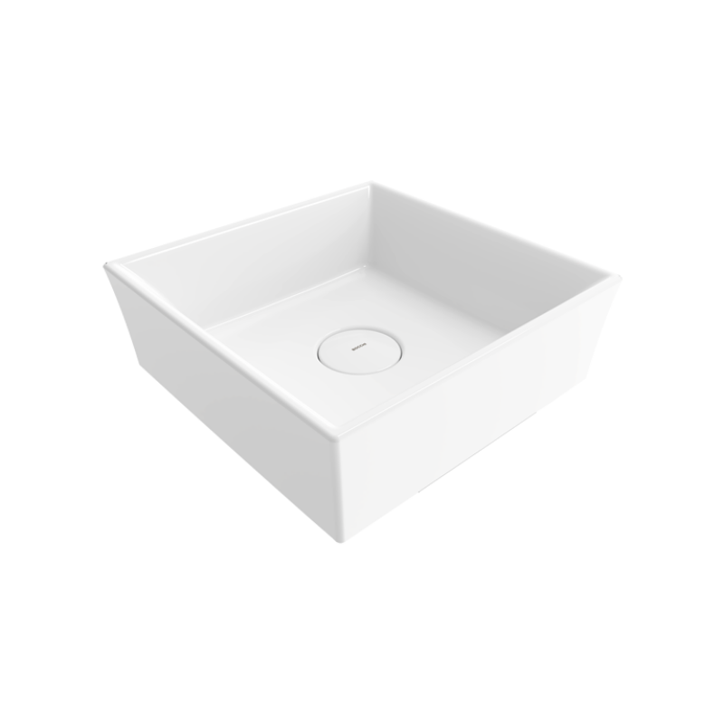 Bocchi Vessel Square vessel washbasin Gloss White 380mm square bowl — above counter basin Pakistan, Sardar & Co