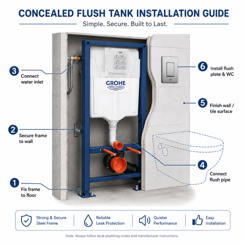 Grohe Rapid SL frame 38772001 — in-wall concealed cistern structure Pakistan, Sardar & Co Rawalpindi