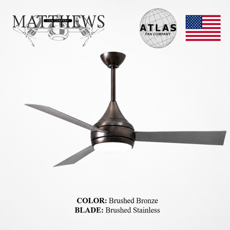 Mattews Donaire coastal ceiling fan Brushed Bronze with Brushed Stainless blades — luxury ceiling fan Pakistan