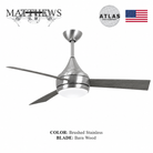 Mattews Donaire coastal ceiling fan Brushed Stainless with Burn Wood — coastal wet location fan Pakistan, Sardar & Co