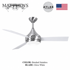 Mattews Donaire coastal ceiling fan Brushed Stainless with Gloss White — coastal wet location fan Pakistan, Sardar & Co
