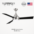 Mattews Donaire coastal ceiling fan Brushed Stainless with Matte Black blades — coastal wet location fan Pakistan, Sardar & Co