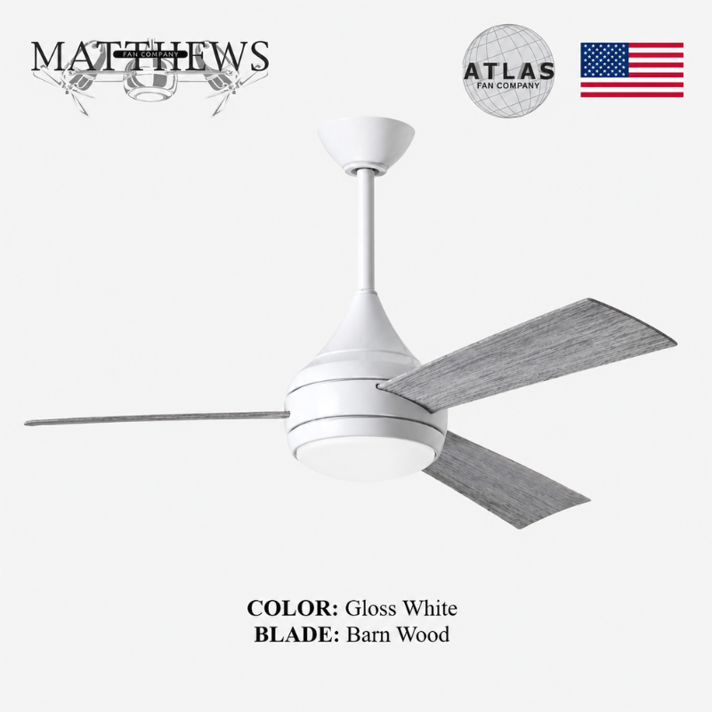Mattews Donaire coastal ceiling fan Gloss White with Burn wood blades — 316 marine-grade, all-weather wooden blades, Pakistan