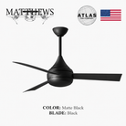 Mattews Donaire coastal ceiling fan Matte Black with Black blades — 52 inch UL wet location, Punkh Studio Sardar & Co Pakistan