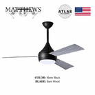 Mattews Donaire coastal ceiling fan Matte Black with burn wood blades — 52 inch UL wet location, Punkh Studio Sardar & Co Pakistan