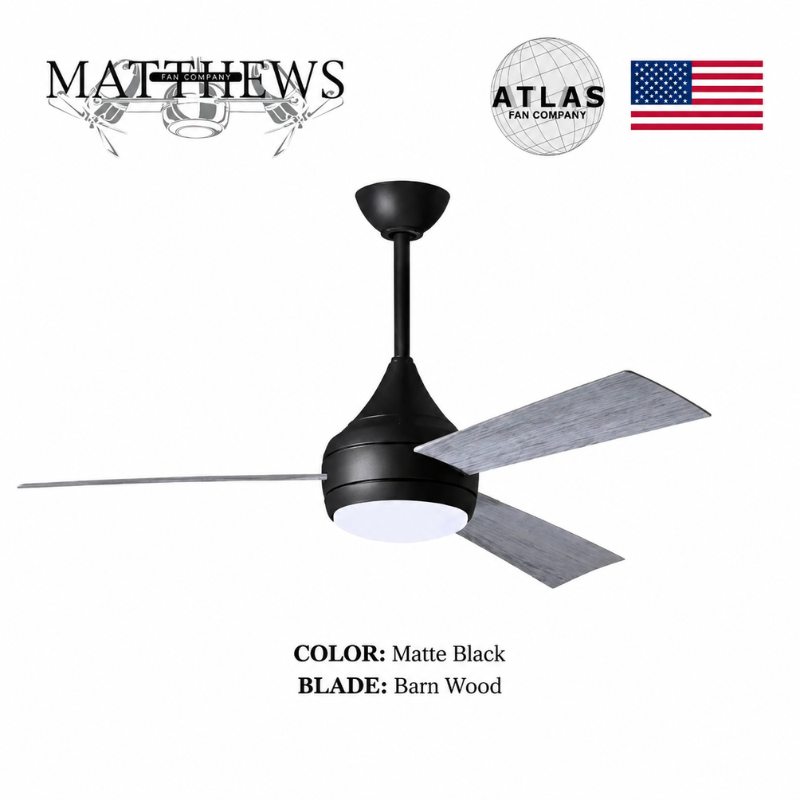 Mattews Donaire coastal ceiling fan Matte Black with burn wood blades — 52 inch UL wet location, Punkh Studio Sardar & Co Pakistan