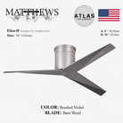 Mattews Eliza-H brushed nickel ceiling fan Barn Wood blades — industrial-organic ceiling fan Pakistan