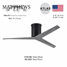 Mattews Eliza-H matte black ceiling fan with Burn Wood blades — exclusive high-contrast combination, Sardar & Co Pakistan