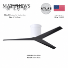 Mattews Eliza-H white ceiling fan with Matte Black blades — 56 inch sculpted blade fan Pakistan, Sardar & Co