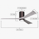 Mattews Irene-5HLK ceiling fan with light technical dimensions — 42 52 60 inch sizes, Sardar & Co Pakistan