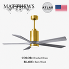 Mattews Patrícia-5 luxury ceiling fan Brushed Brass motor Barn Wood — Pakistan, Sardar & Co