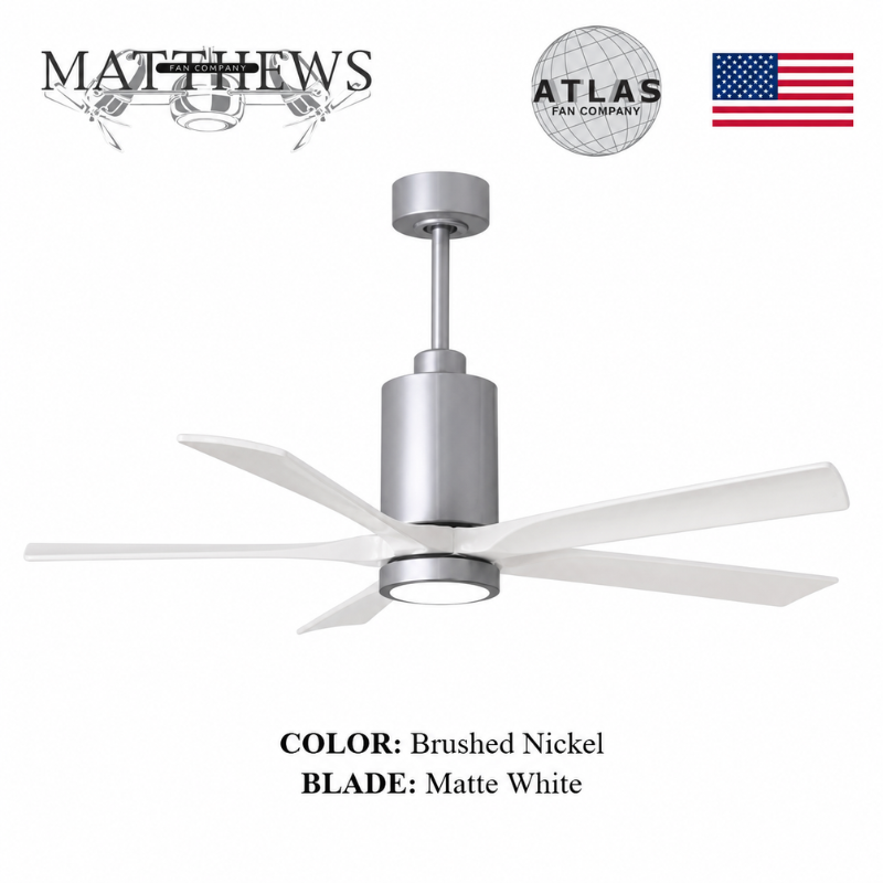 Mattews Patrícia-5 luxury ceiling fan Brushed Nickel Matte White — Pakistan, Sardar & Co