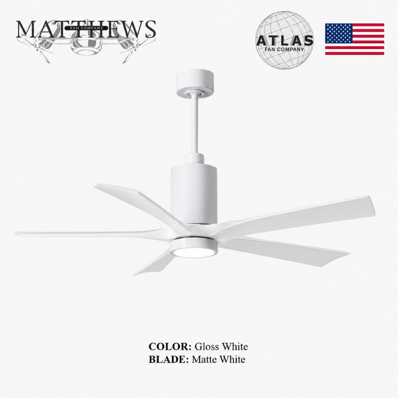 Mattews Patrícia-5 luxury ceiling fan Gloss White motor Matte White — all-white specification Pakistan, Sardar & Co