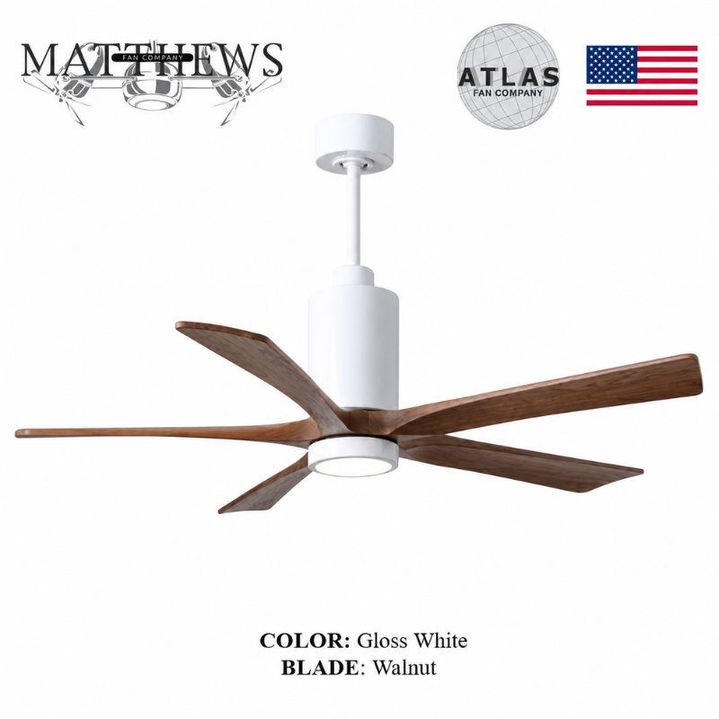 Mattews Patrícia-5 luxury ceiling fan Gloss White motor Walnut — Pakistan, Sardar & Co