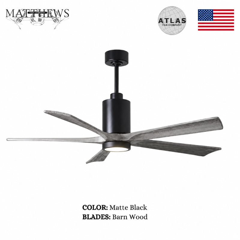 Mattews Patrícia-5 luxury ceiling fan Matte Black motor Barn Wood blades — Pakistan, Sardar & Co