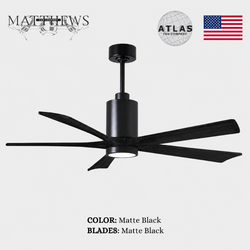 Mattews Patrícia-5 luxury ceiling fan Matte Black motor Matte Black blades — 5CCT DC Pakistan, Sardar & Co