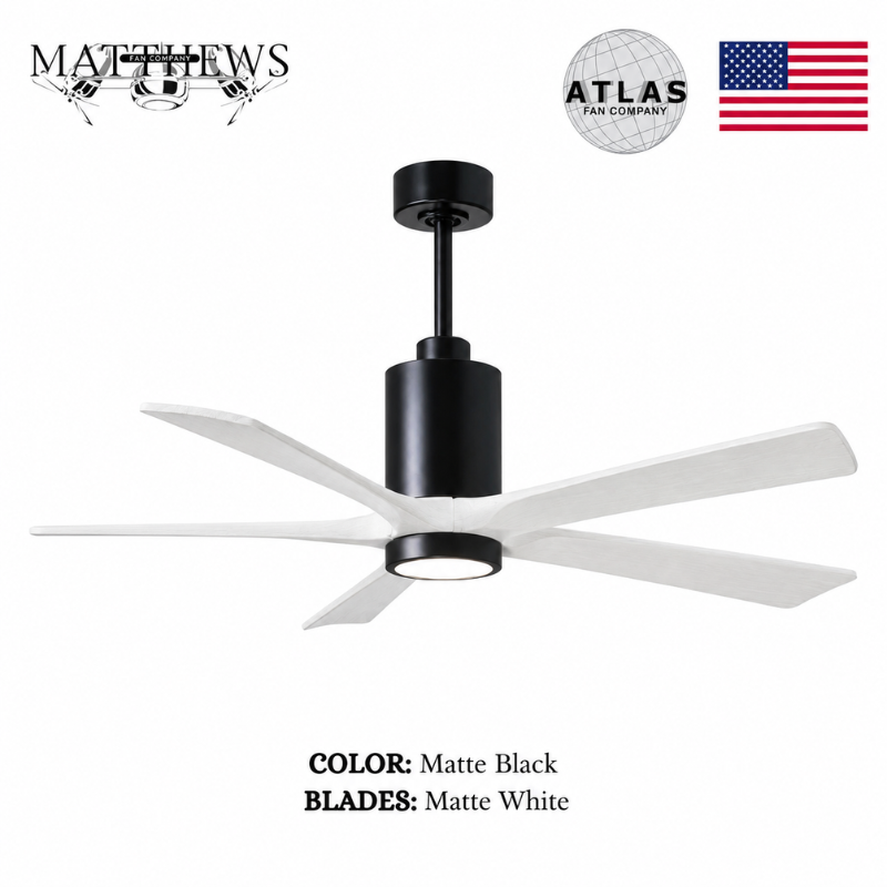 Mattews Patrícia-5 luxury ceiling fan Matte Black motor Matte White blades — Pakistan, Sardar & Co