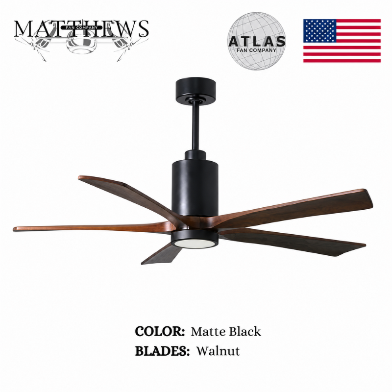 Mattews Patrícia-5 luxury ceiling fan Matte Black motor Walnut blades — DC solid wood Pakistan, Punkh Studio