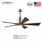 Mattews Patrícia-5 luxury ceiling fan Polished Chrome motor Walnut — Pakistan, Sardar & Co