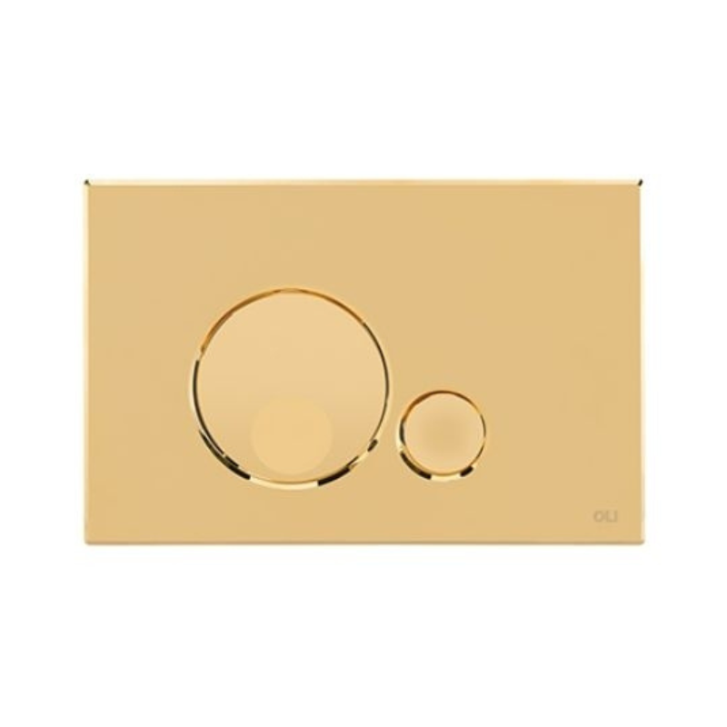 OLI Globe ABS flush plate Gold — round button mechanical dual-flush Pakistan, Sardar & Co