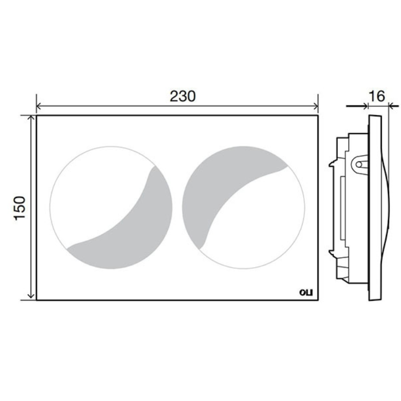 OLI Moon capacitive sensor detail — one-piece ceramic touchless flush plate Pakistan, Sardar & Co