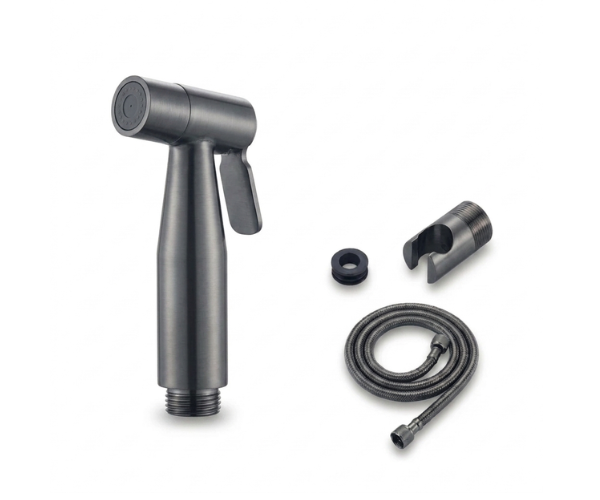 OMSA F3212 muslim shower Gunmetal PVD — shattaf with hose and holder Pakistan, Sardar & Co Rawalpindi
