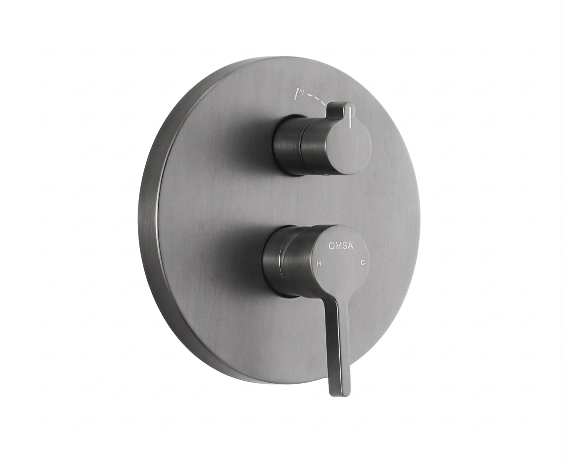 OMSA FB8256 concealed thermostatic shower mixer tap Gunmetal PVD — in-wall shower fitting, Sardar & Co Pakistan
