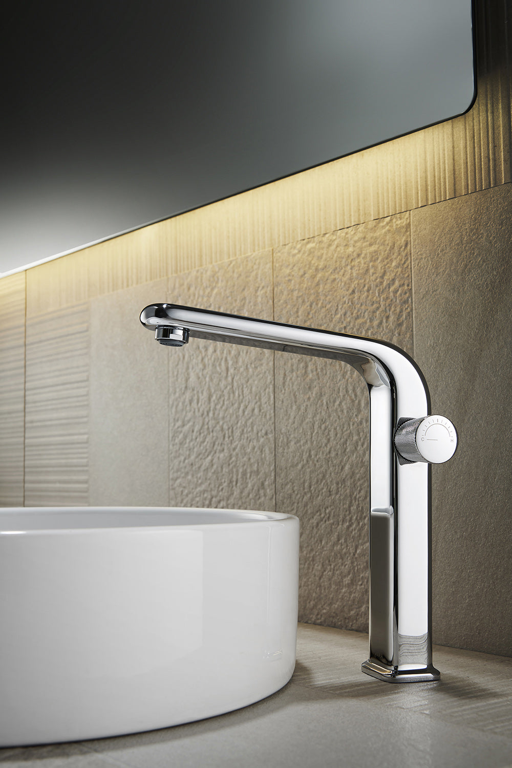 OMSA FL7640A mixer tap installed in luxury bathroom Pakistan — premium deck-mounted single-hole basin faucet, Sardar & Co Rawalpindi
